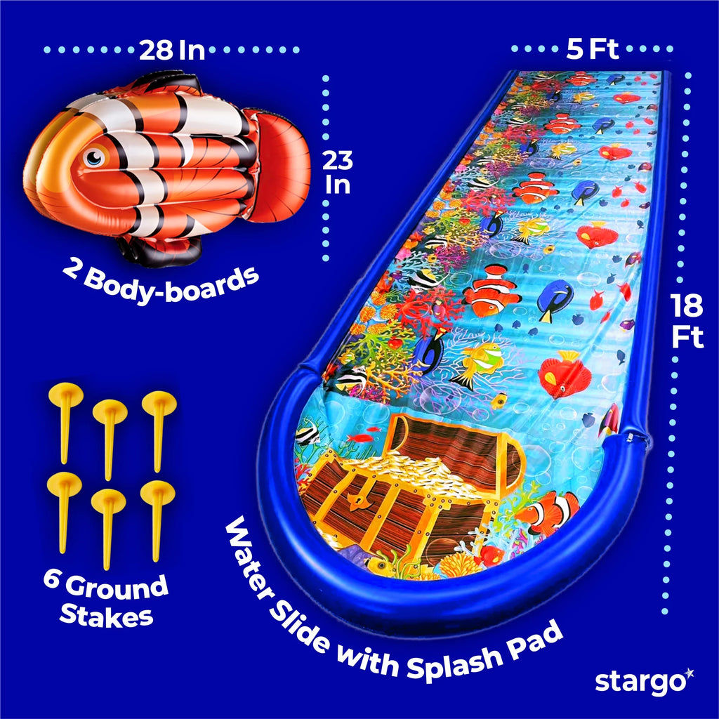 18 Feet x 5 Feet Water Slide with Splash Pad and Sprinkler I91752