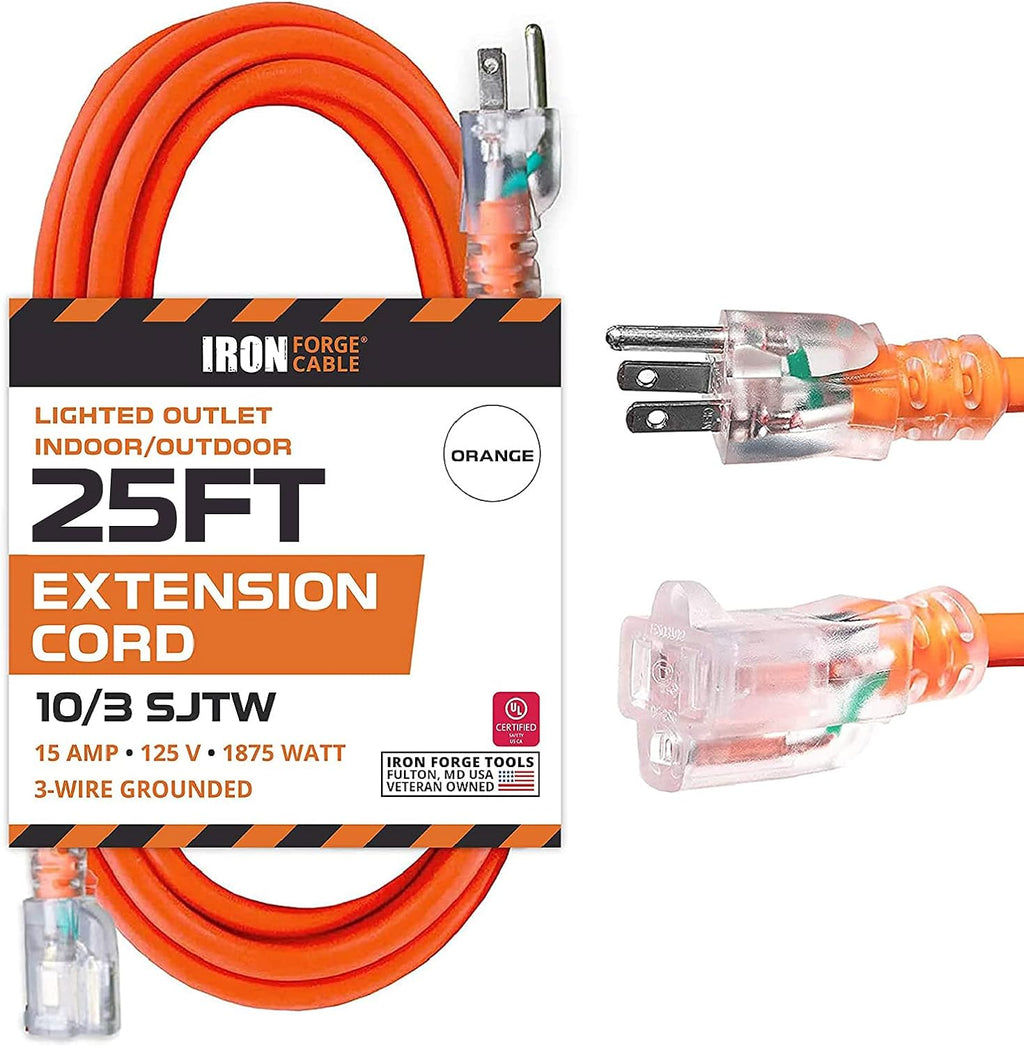50 Foot Lighted Outdoor Extension Cord 10 Gauge Q39246