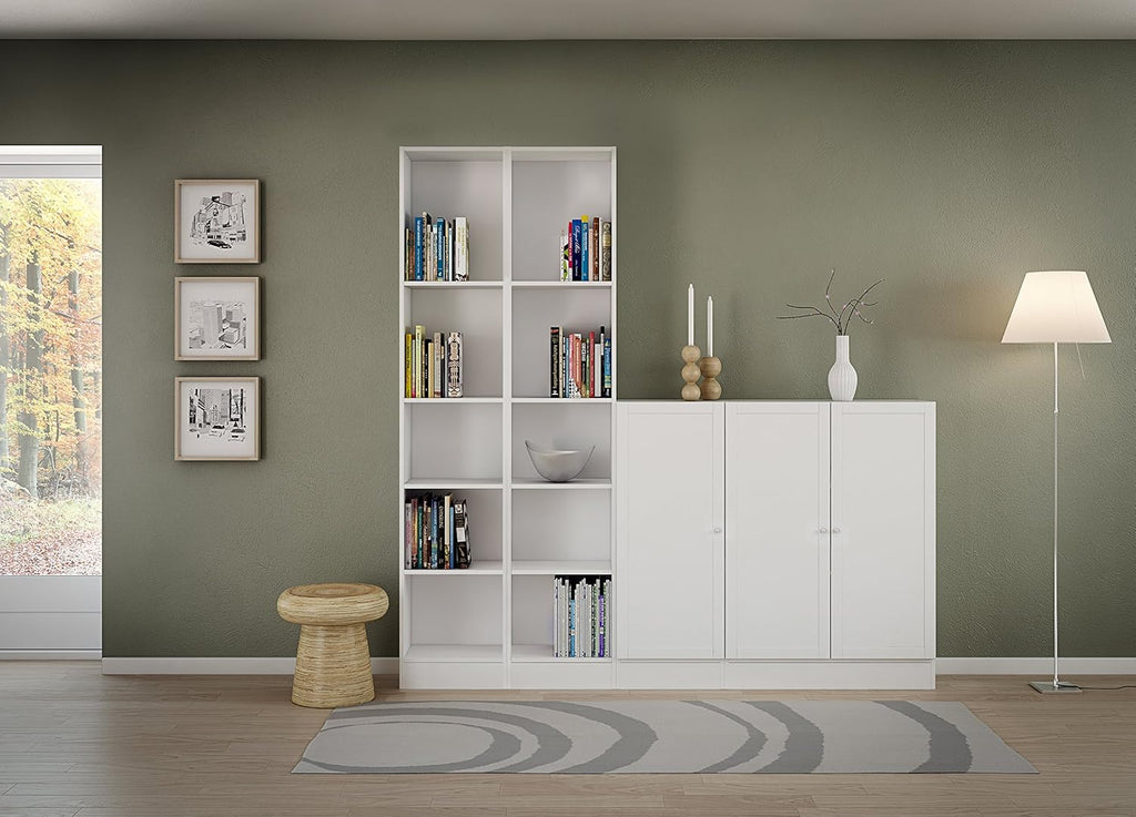 White 5 Shelf Narrow Bookcase C74954