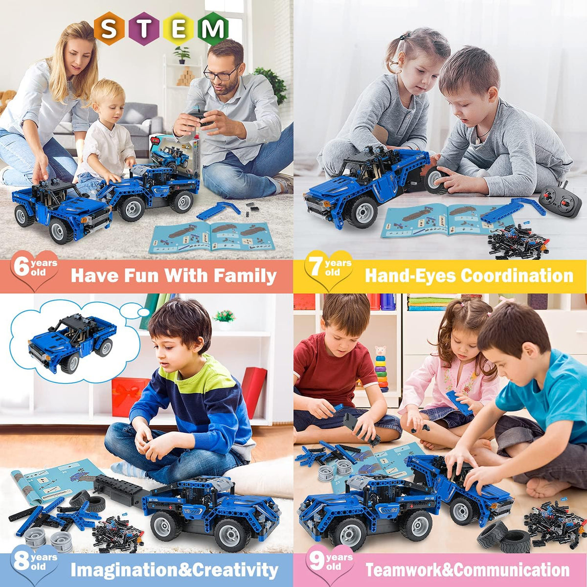 STEM Building Toys 2-in-1 Remote Control Car Building Kits B450