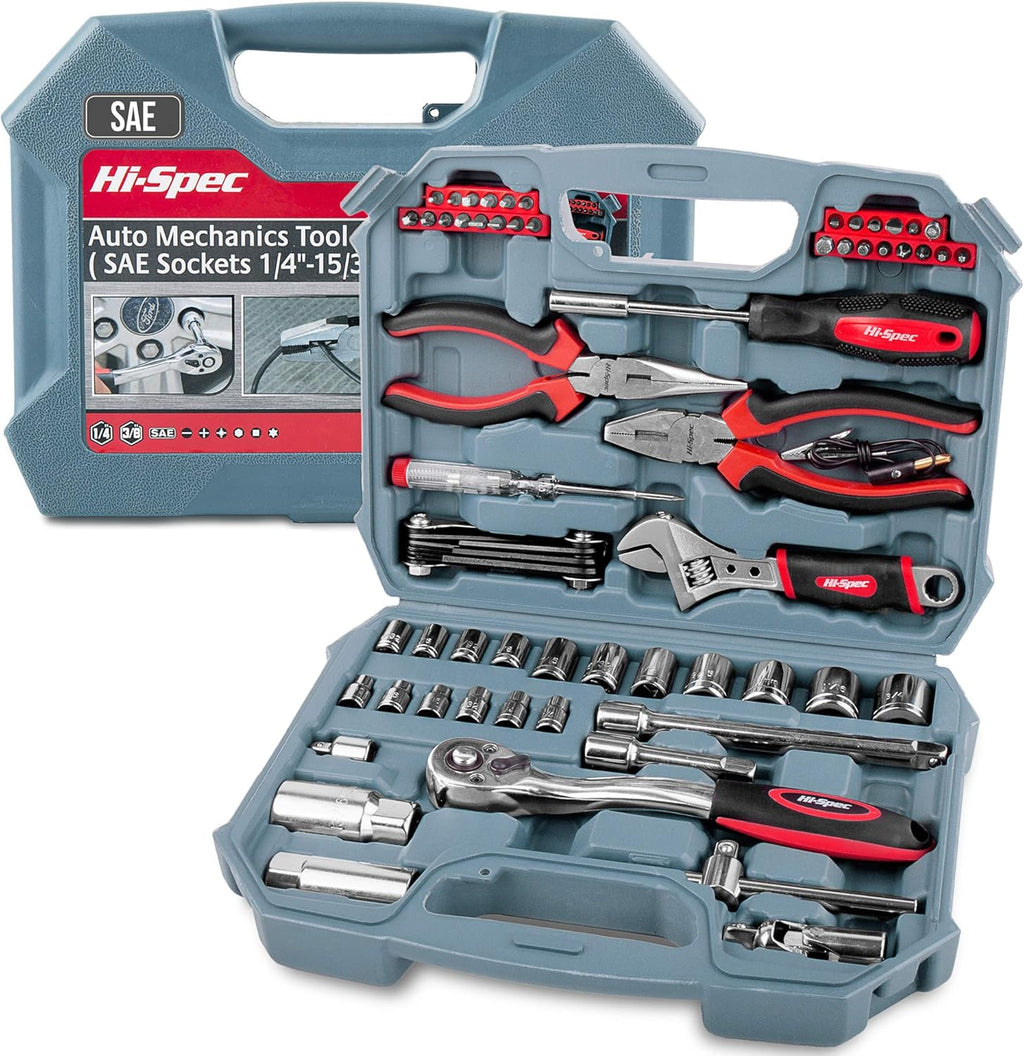 67 Piece Auto Mechanics Tool Kit with Metric Sockets, Ratchet Set & Tool Box T2838