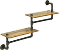 Rustic 2 Tier Wall Mounted Metal Shelves with Towel Bars X941126