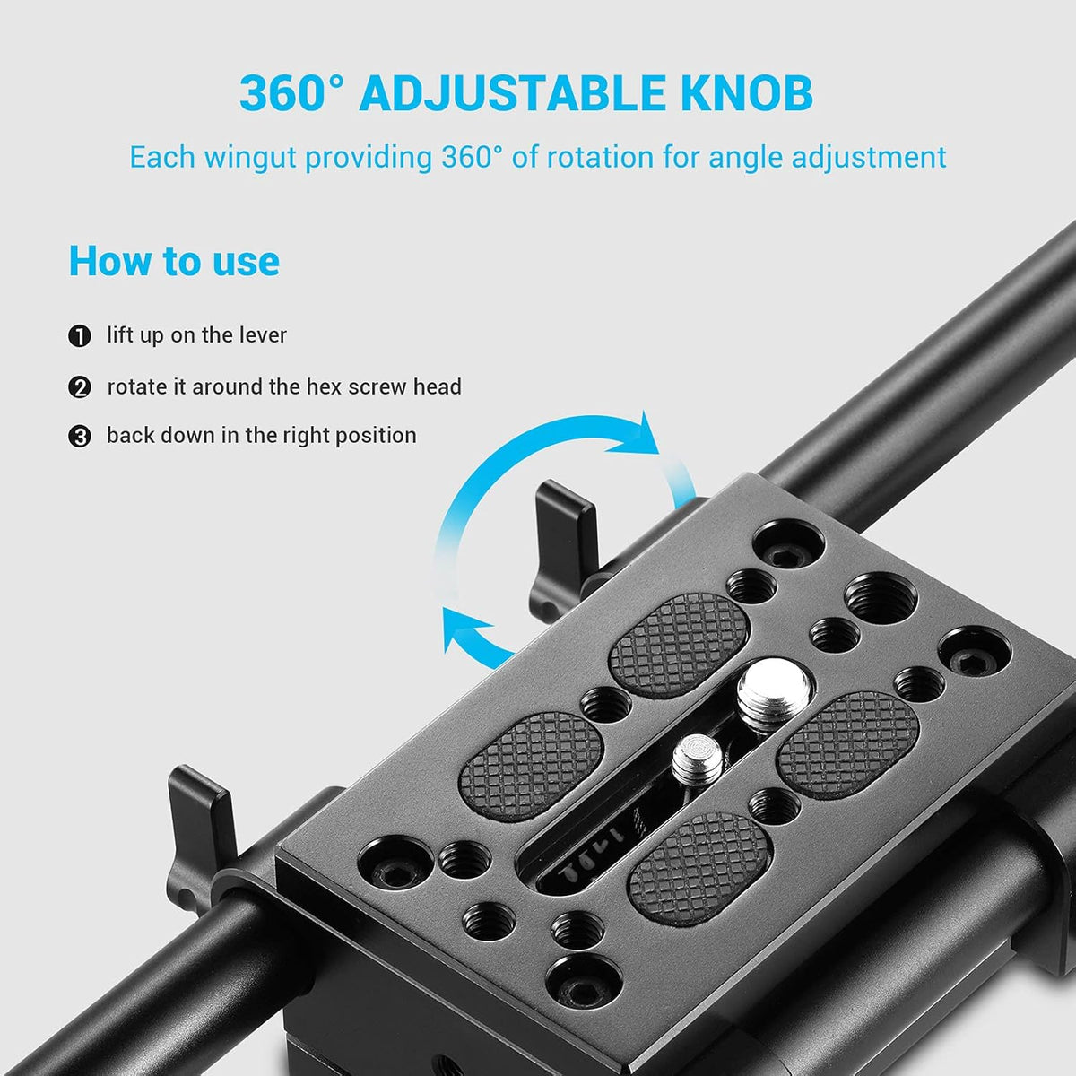Camera Tripod Mounting Baseplate with 15mm Rod Clamp B1411