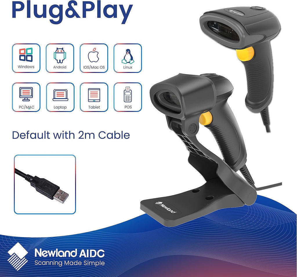 1D Handheld Barcode Scanner with Stand A583