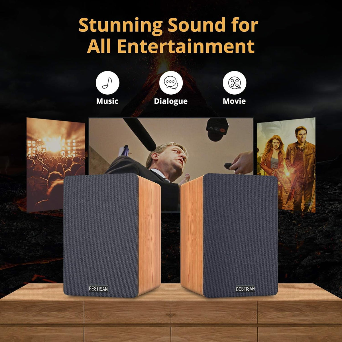 Bluetooth Bookshelf Speakers with Remote Control A7559
