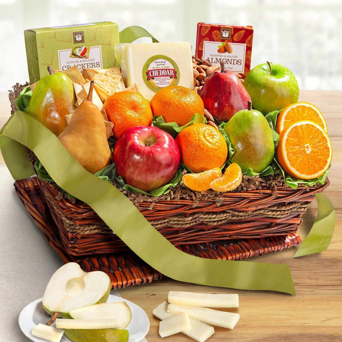 Fresh Fruit Basket Gift with Crackers, Cheese and Nuts S596