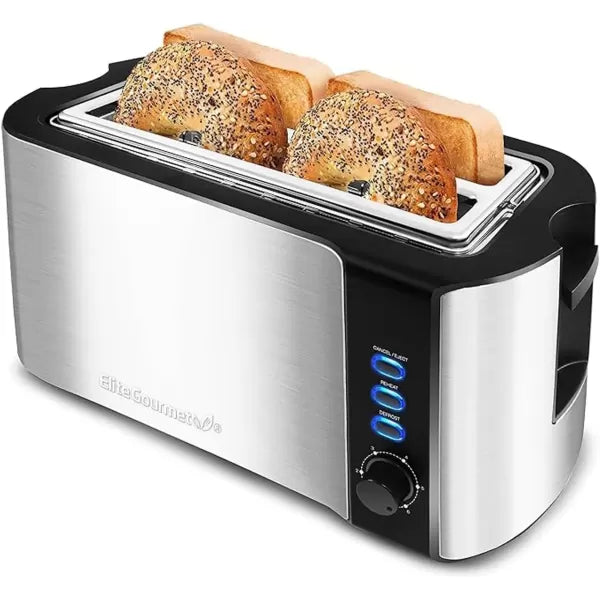 Long Slot 4 Slice Stainless Steel Black Toaster L786910