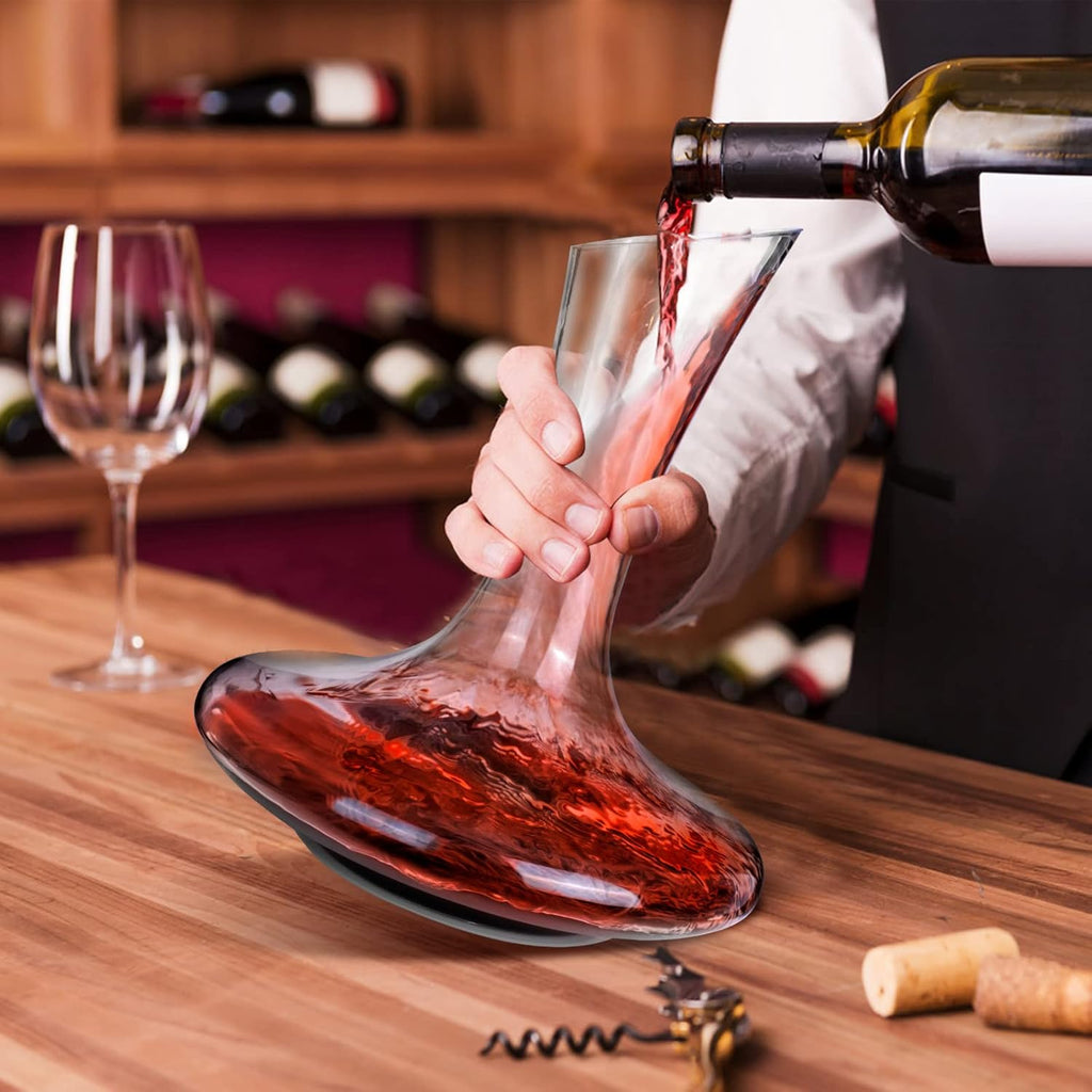 Lead-Free Crystal Wine Decanter Set With Stopper and Brush 1800ml Pack of 2 K77205
