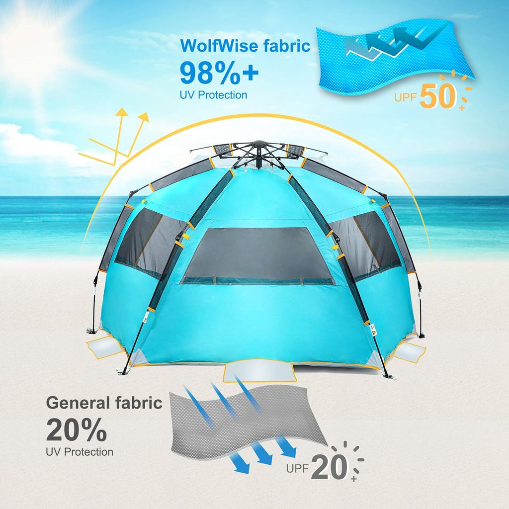 3-4 Person UPF 50+ Portable Beach Tent with Porch L903748