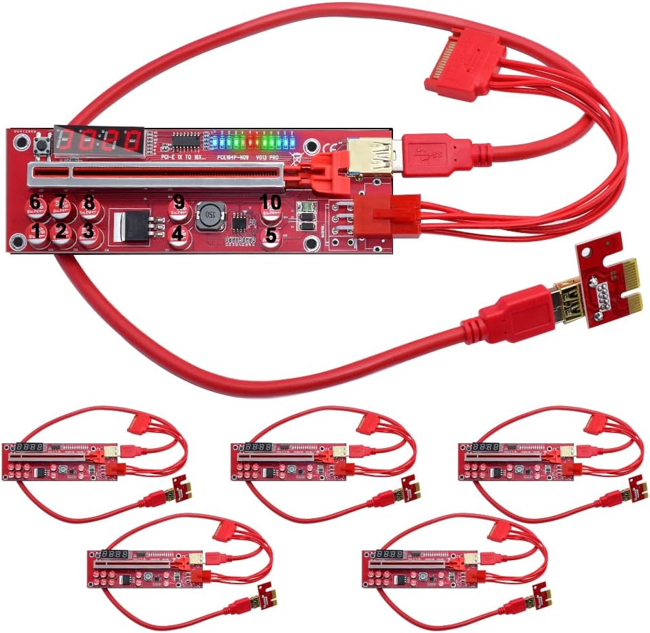 1X to 16X USB 3.0 PCIe Riser Card 6 PCS O559