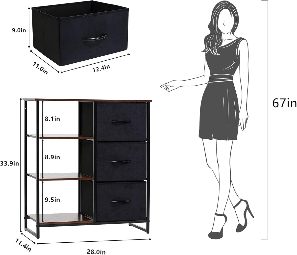 Dresser with 3 Drawers and Shelves K97644