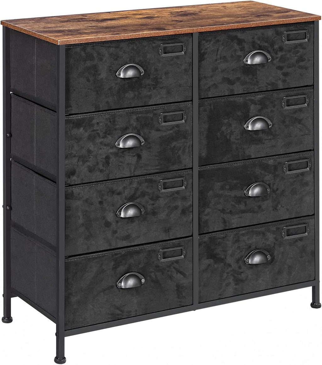 Rustic Brown and Black 8 Fabric Drawer Dresser X5276