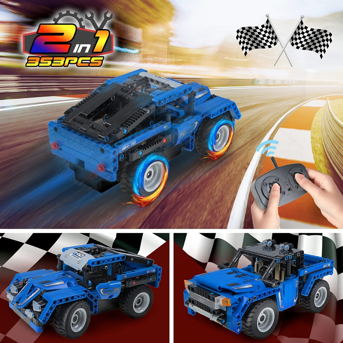 STEM Building Toys 2-in-1 Remote Control Car Building Kits B450