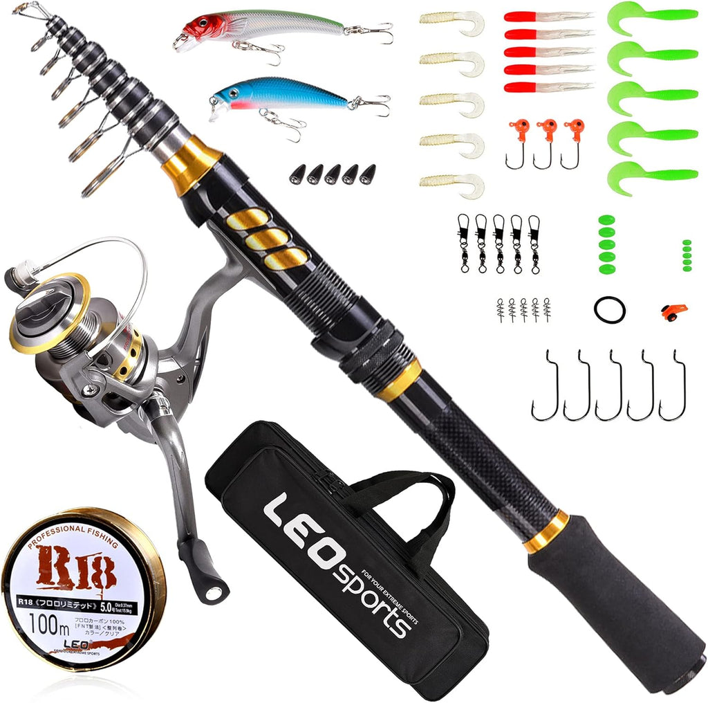 6FT 9FT Carbon Fiber Telescopic Fishing Rod and Reel Combo C288