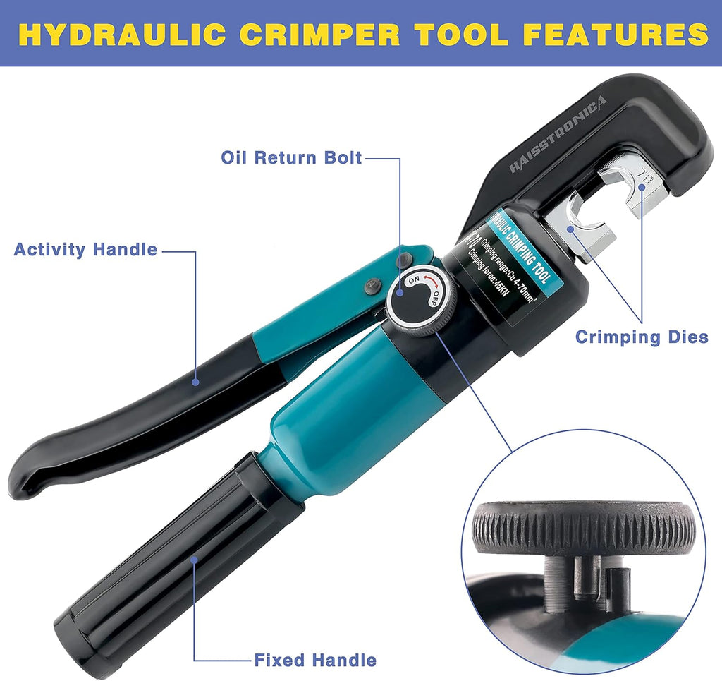 Hydraulic Battery Cable Lug Crimping Tool AWG 12-2/0 Y1668