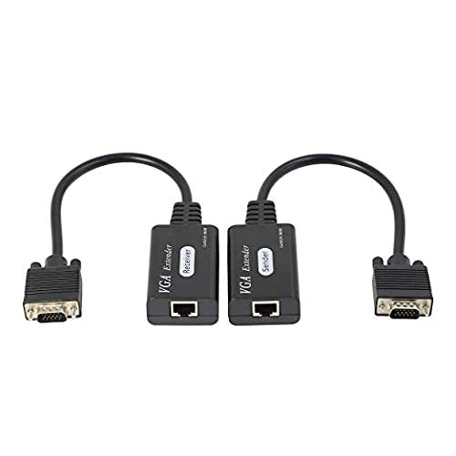 VGA Extender Over Cat5e/6, VGA Male to RJ45 Converter 1080P Up to 60m (1 Transmitter + 1 Receiver) E69099