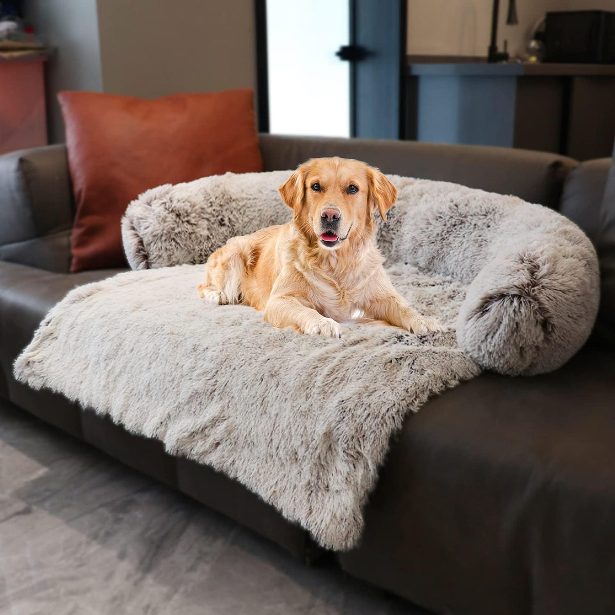 Gradient Brown Medium Plush Dog Bed H1090