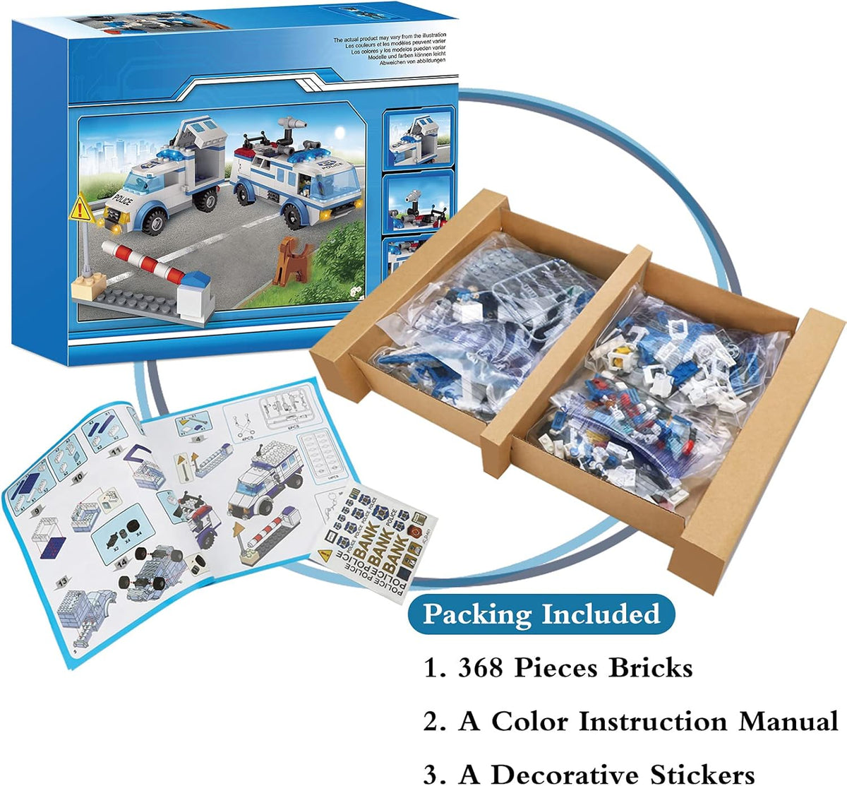 368 PCS City Police Building Set with 4 Mini Dolls R8361