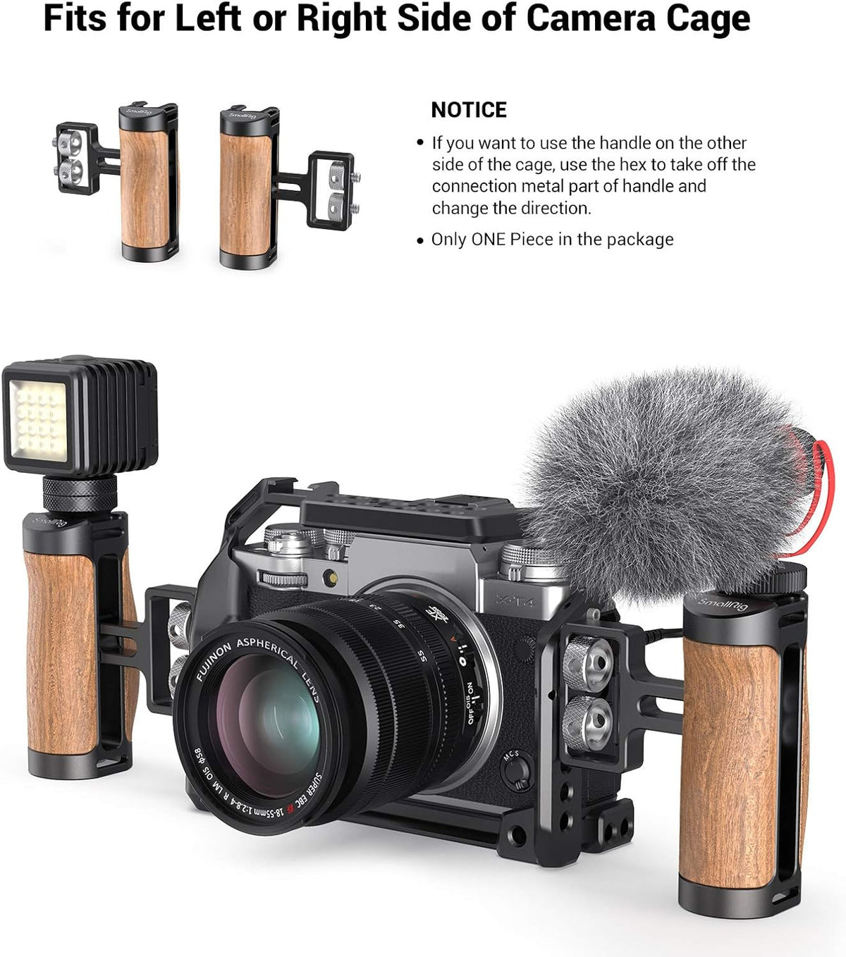 Wooden Mini Handle Side Handgrip with 1/4-20 Screws B9544