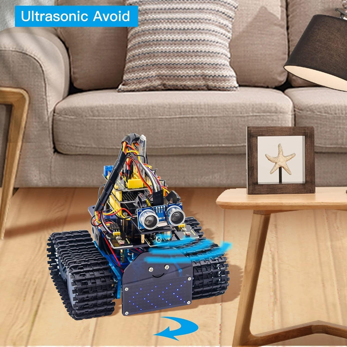 Mini Tank Robot Smart Car Kit with LED Panel R762670