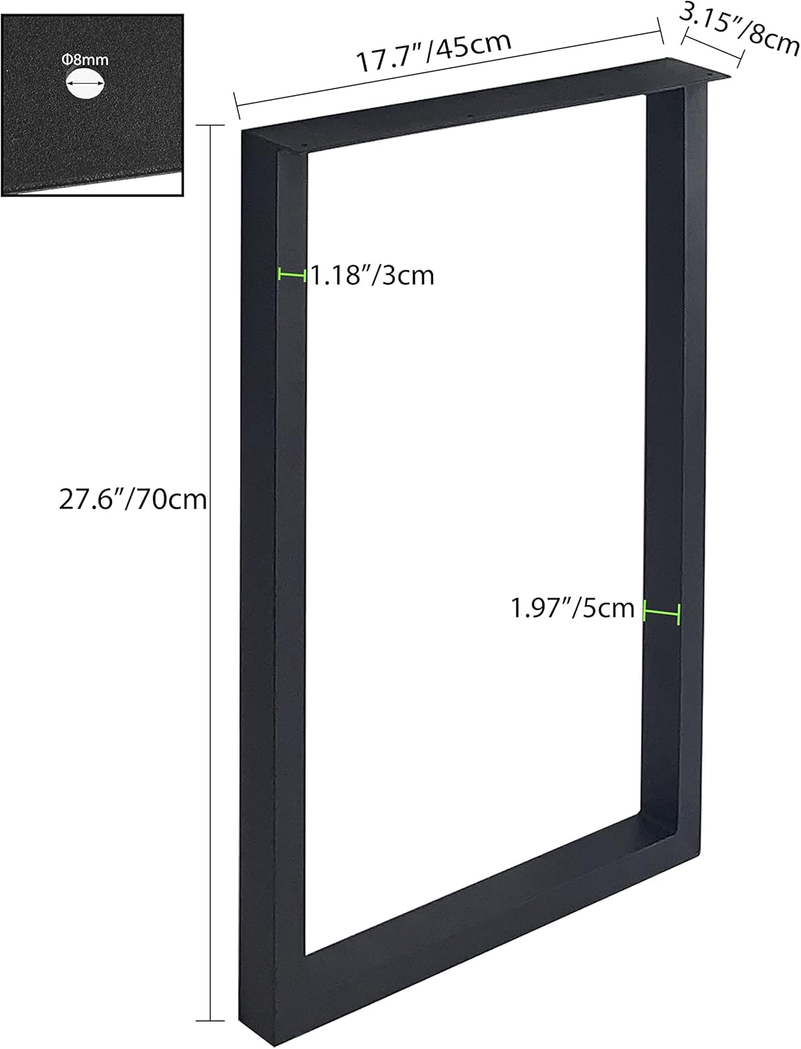 28'' Height 17.7'' Wide Black Metal Table Legs 2 PCS P580981