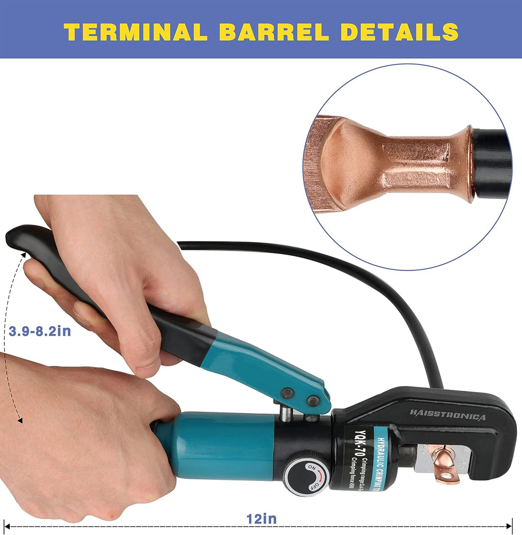 Hydraulic Battery Cable Lug Crimping Tool AWG 12-2/0 Y1668