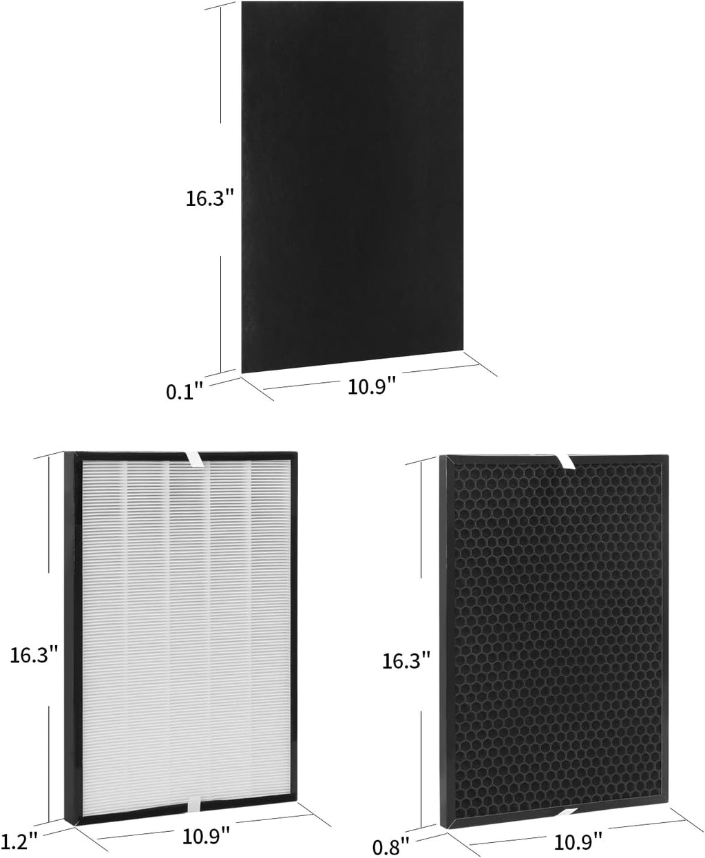 Filter Set, Compatible with Air220, Air320, 2609A, 2768A Air Purifier, 2 HEPA Filters, 1 Carbon Filter, 4 Prefilter P172