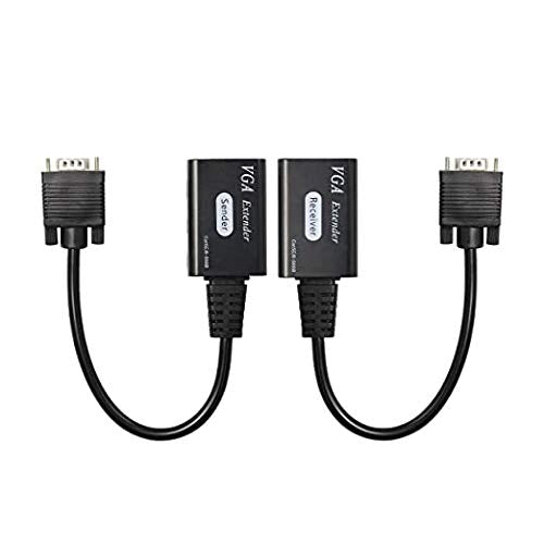 VGA Extender Over Cat5e/6, VGA Male to RJ45 Converter 1080P Up to 60m (1 Transmitter + 1 Receiver) E69099
