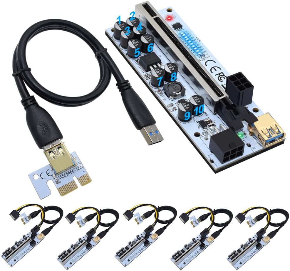 1X to 16X USB 3.0 PCIe Riser Card 6 PCS O559
