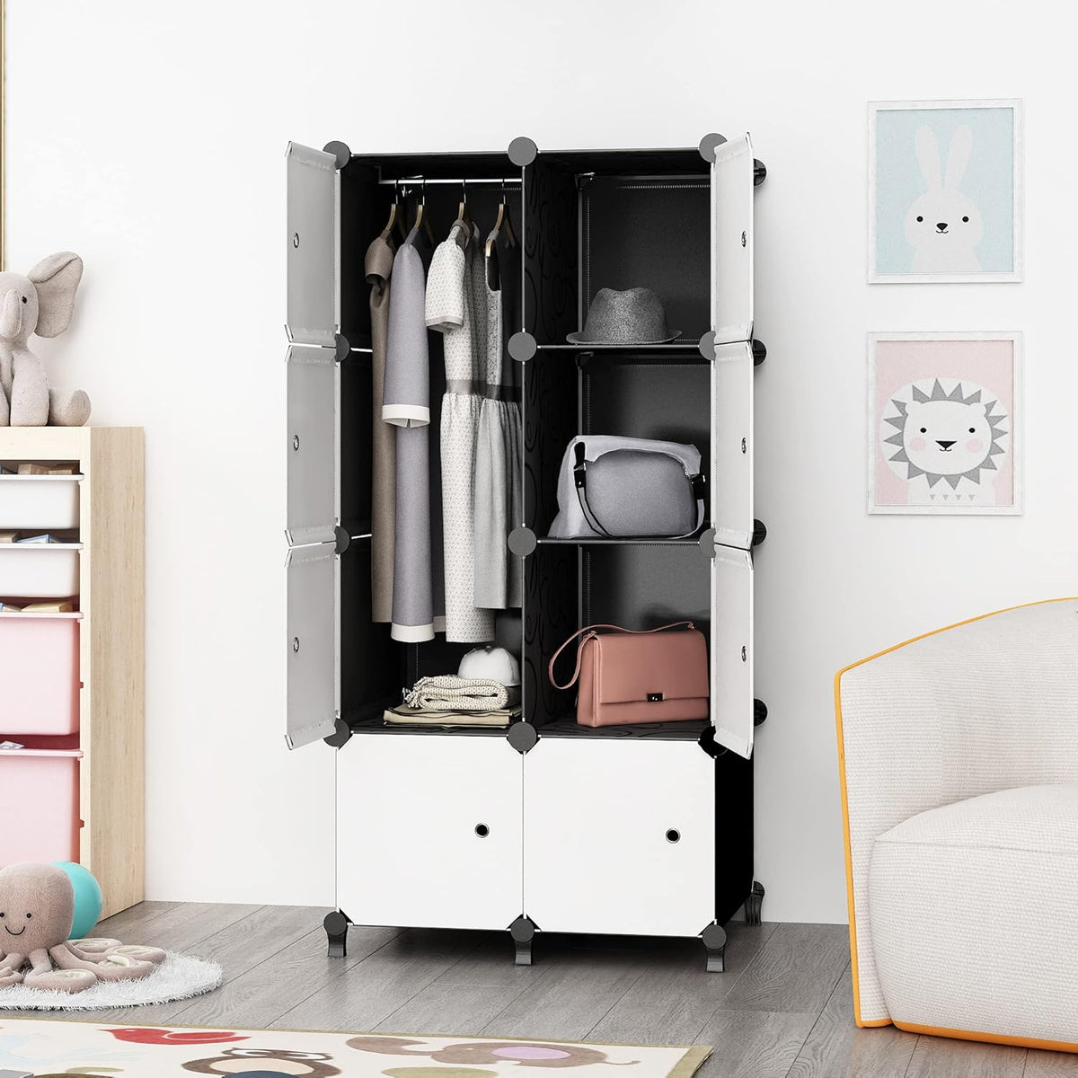 Portable Closet 12 Cube Storage Organizer Cabinet B5968