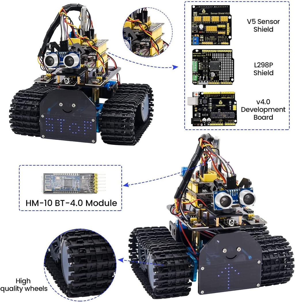 Mini Tank Robot Smart Car Kit with LED Panel R762670