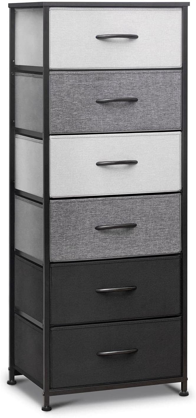 Brown 6 Drawer Fabric Dresser with Metal Frame R45385
