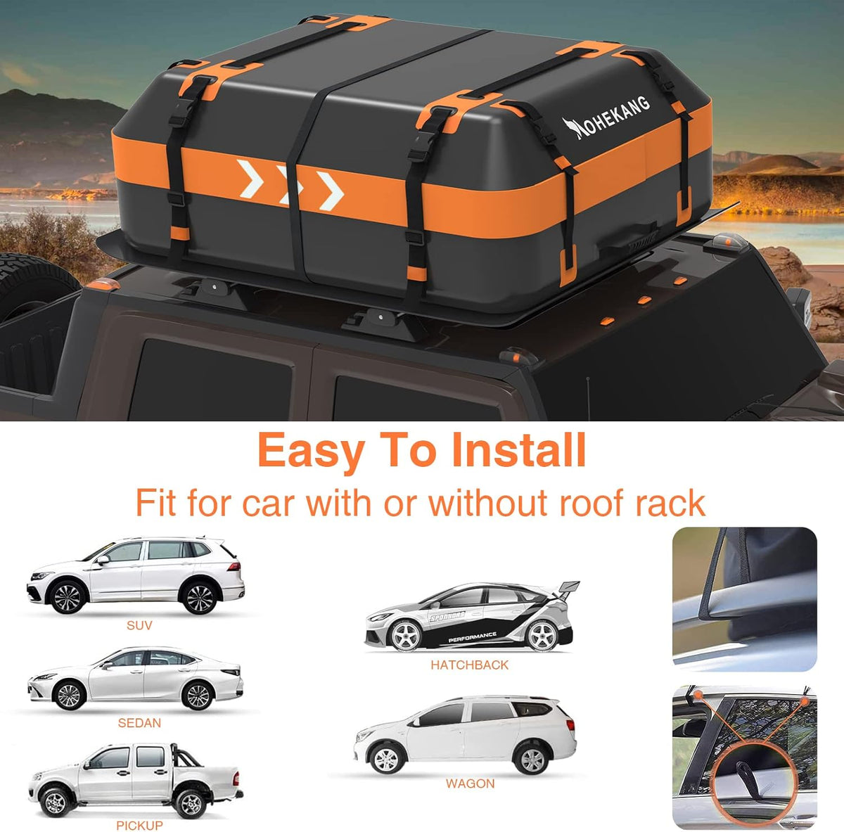 15 Cubic Feet Waterproof Reflective Car Roof Bag V56622