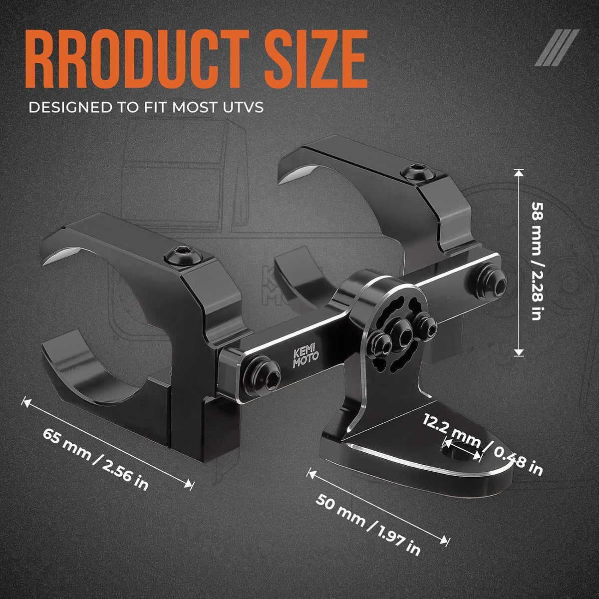 Aluminum UTV Whip Light Mount for 1.5 to 2” Roll Cage K1845