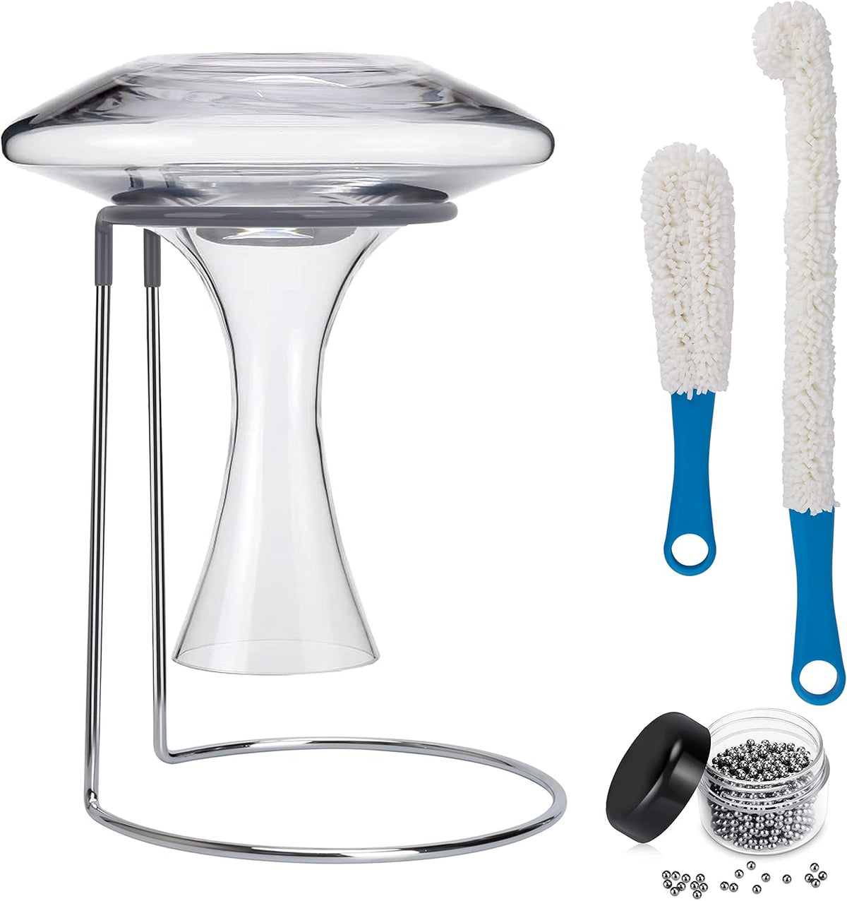 Wine Decanter Drying Stand with Cleaning Brush and Beads N4597