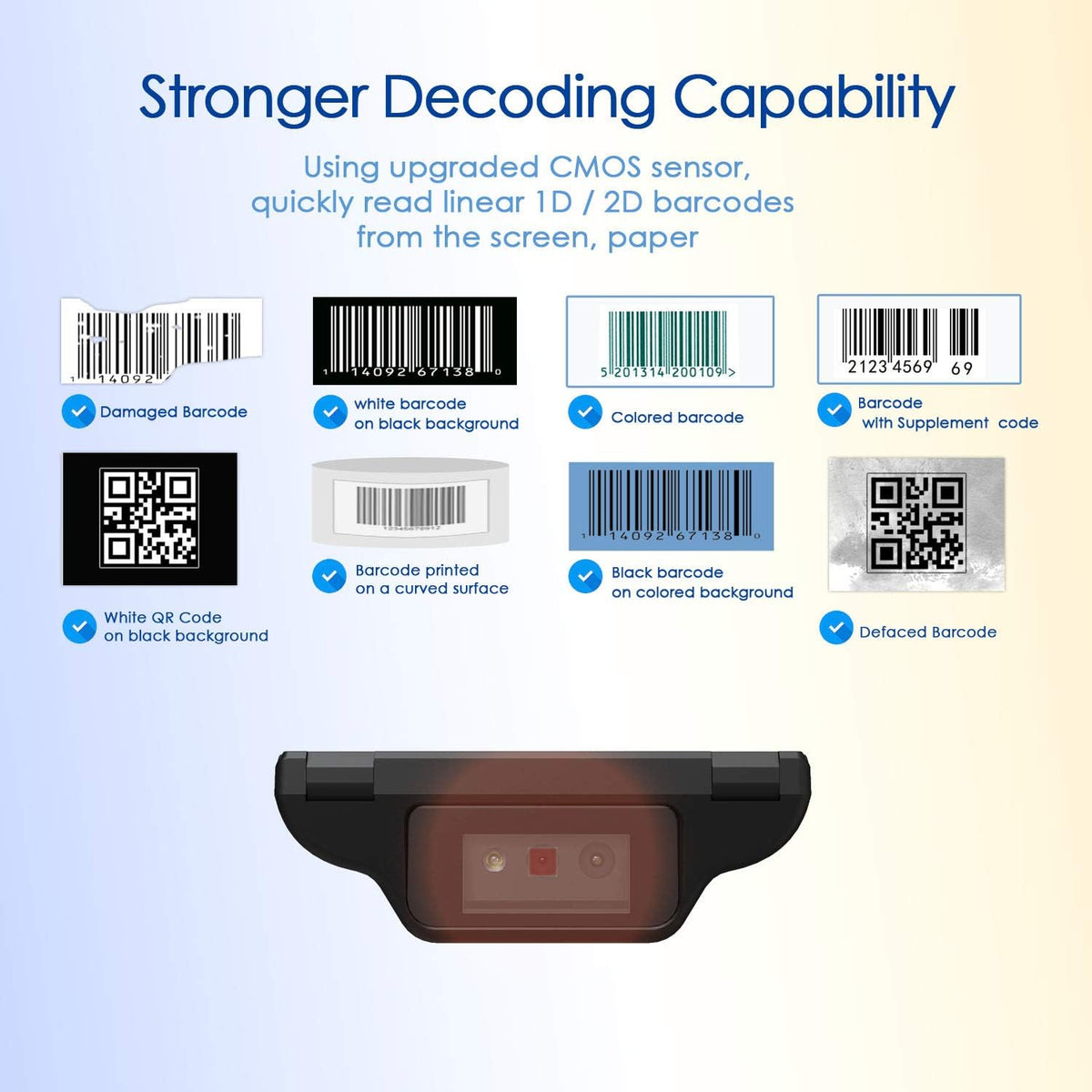 2D Wireless Barcode Scanner with Adjustable Back Clip Z407