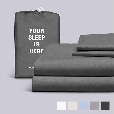 100% Cotton Percale Bed Sheets 4 Piece Set King Gray K458362