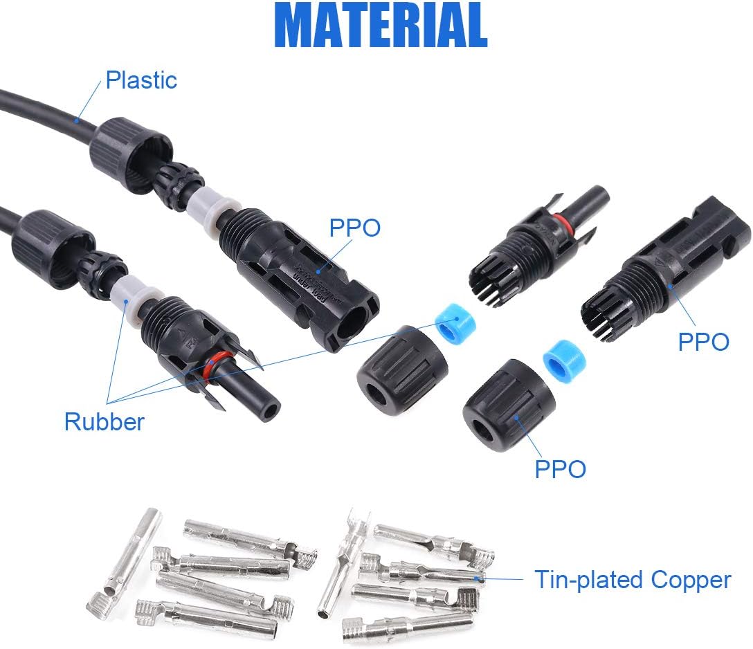 10AWG Solar Panel Extension Cable and Connectors Set H43889