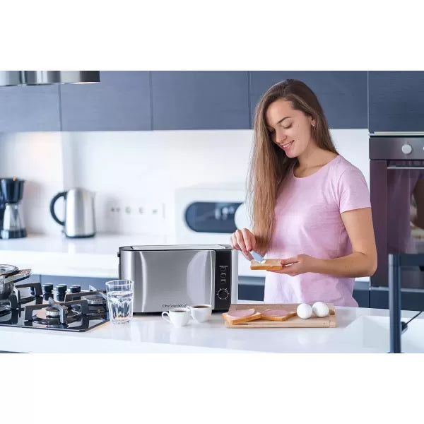 Long Slot 4 Slice Stainless Steel Black Toaster L786910