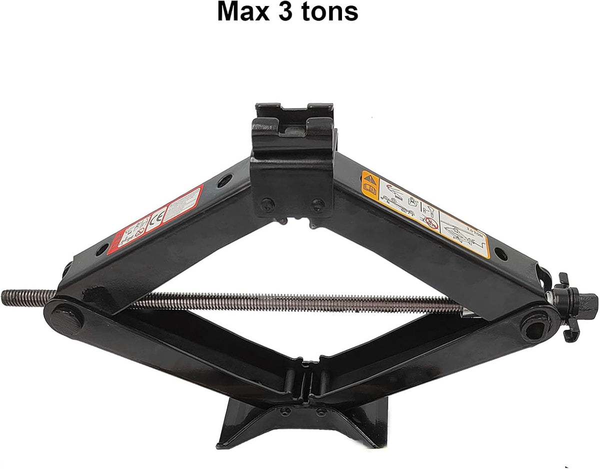 Scissor Lift Jack 3 Ton Capacity with Jack Socket Drill Adapter Black H1693