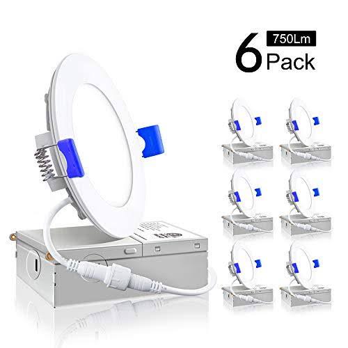 6 Pack 4 inch Ultra-Thin LED Recessed Ceiling Light C381
