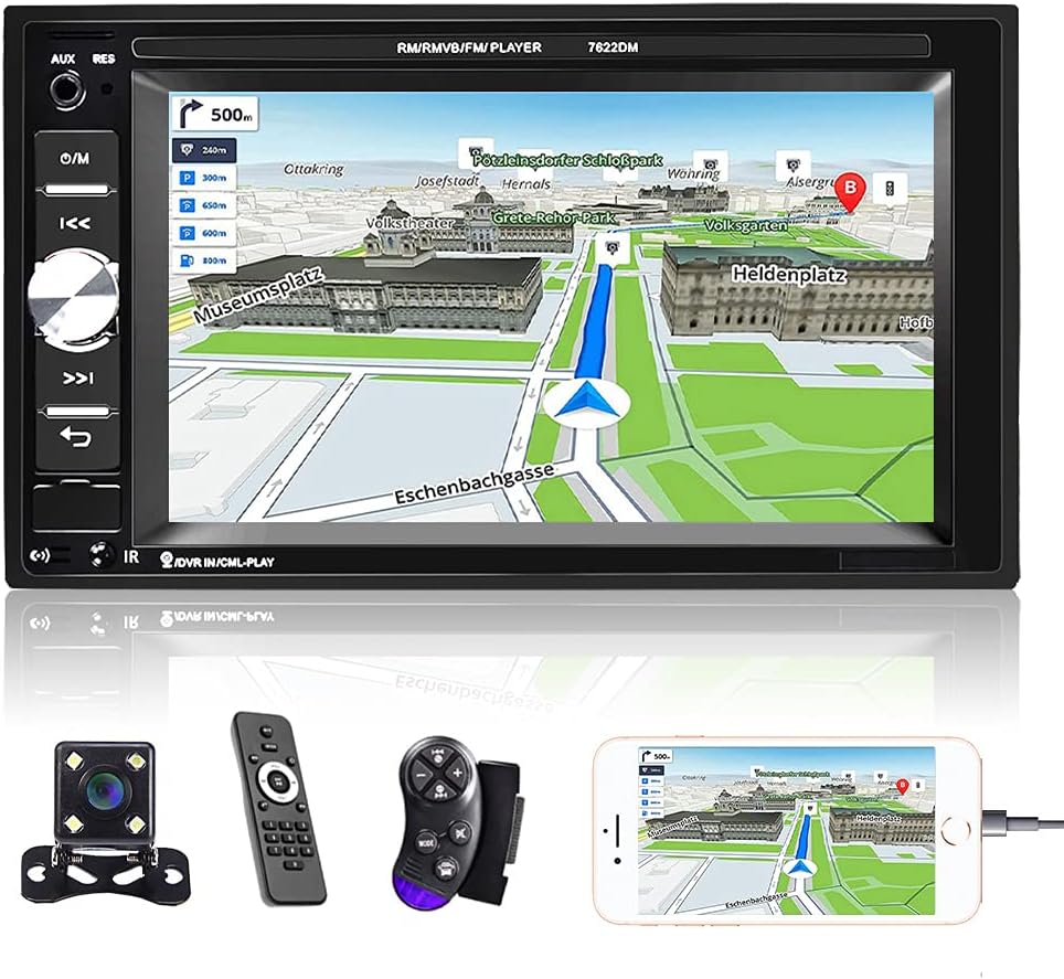 Double Din Bluetooth Touchscreen Car Stereo with Backup Camera Q673