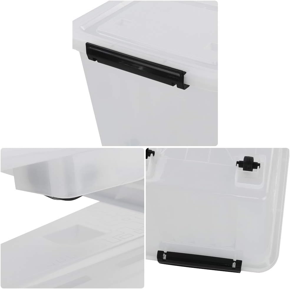 30 L Clear Plastic Storage Box with Wheels, 4-Pack U348588