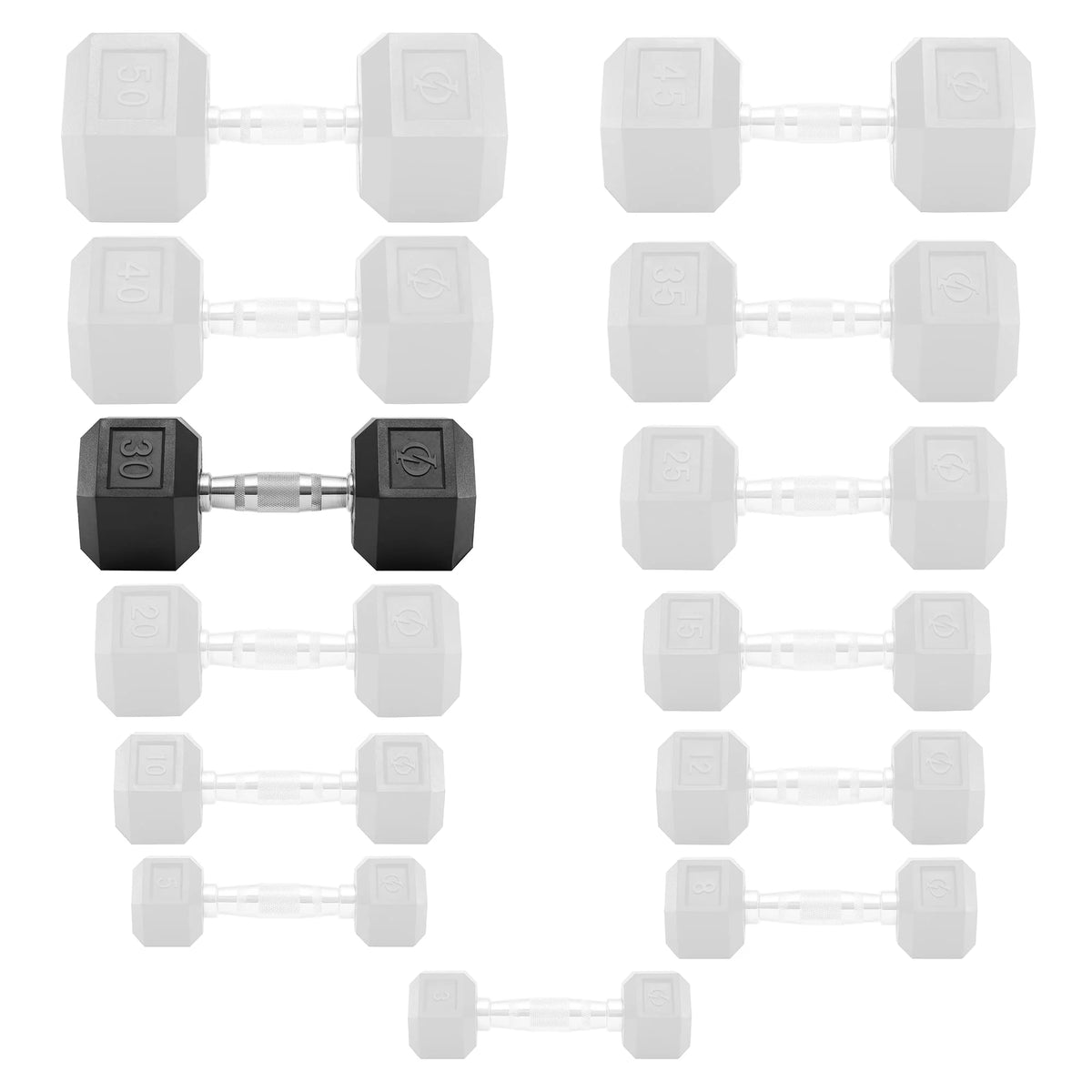 45 lbs Rubber Coated Hex Dumbbell G177128