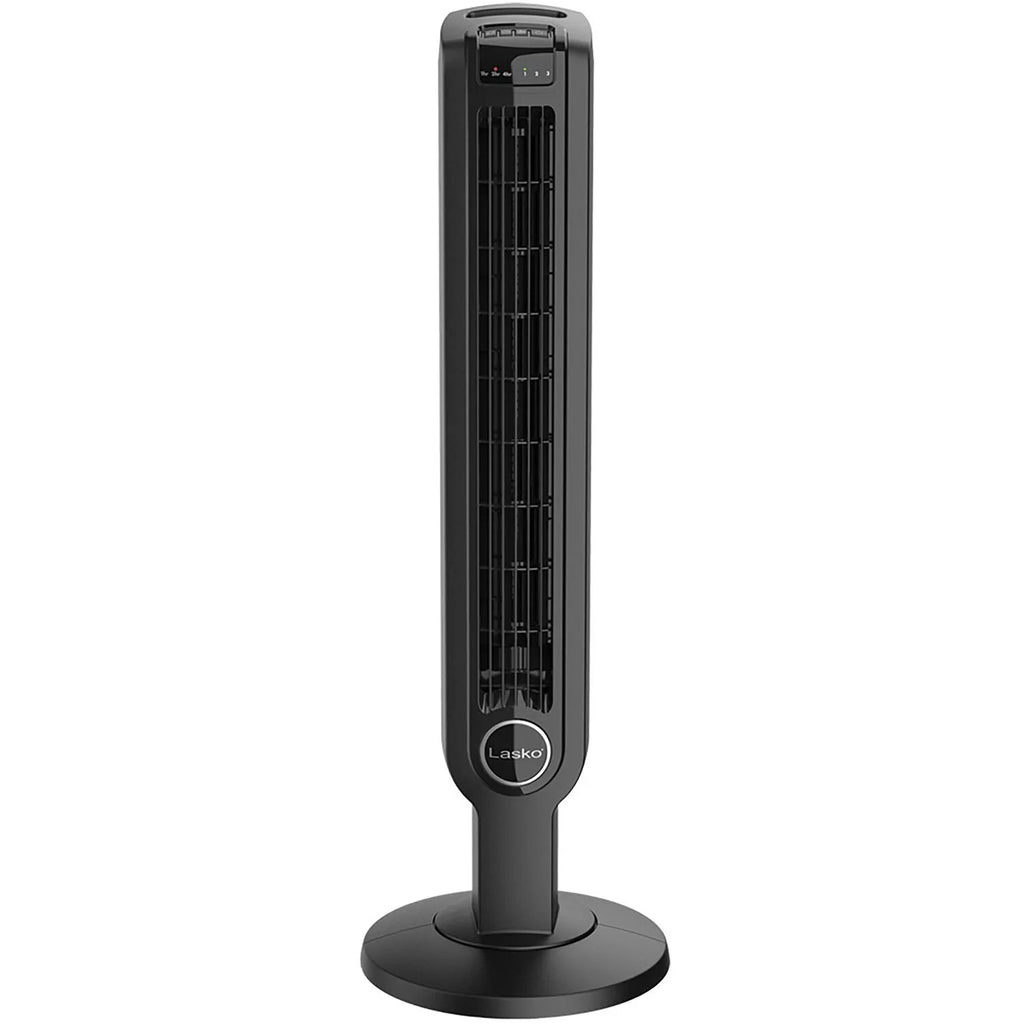 Black 3-Speed Oscillating Tower Fan with Timer and Remote L288355