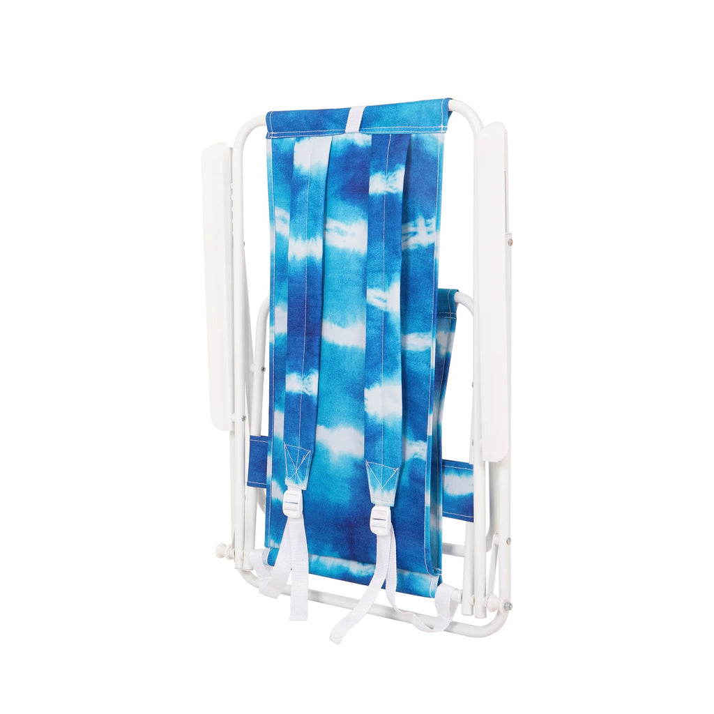 Blue High Back Reclining Backpack Beach Chair U536
