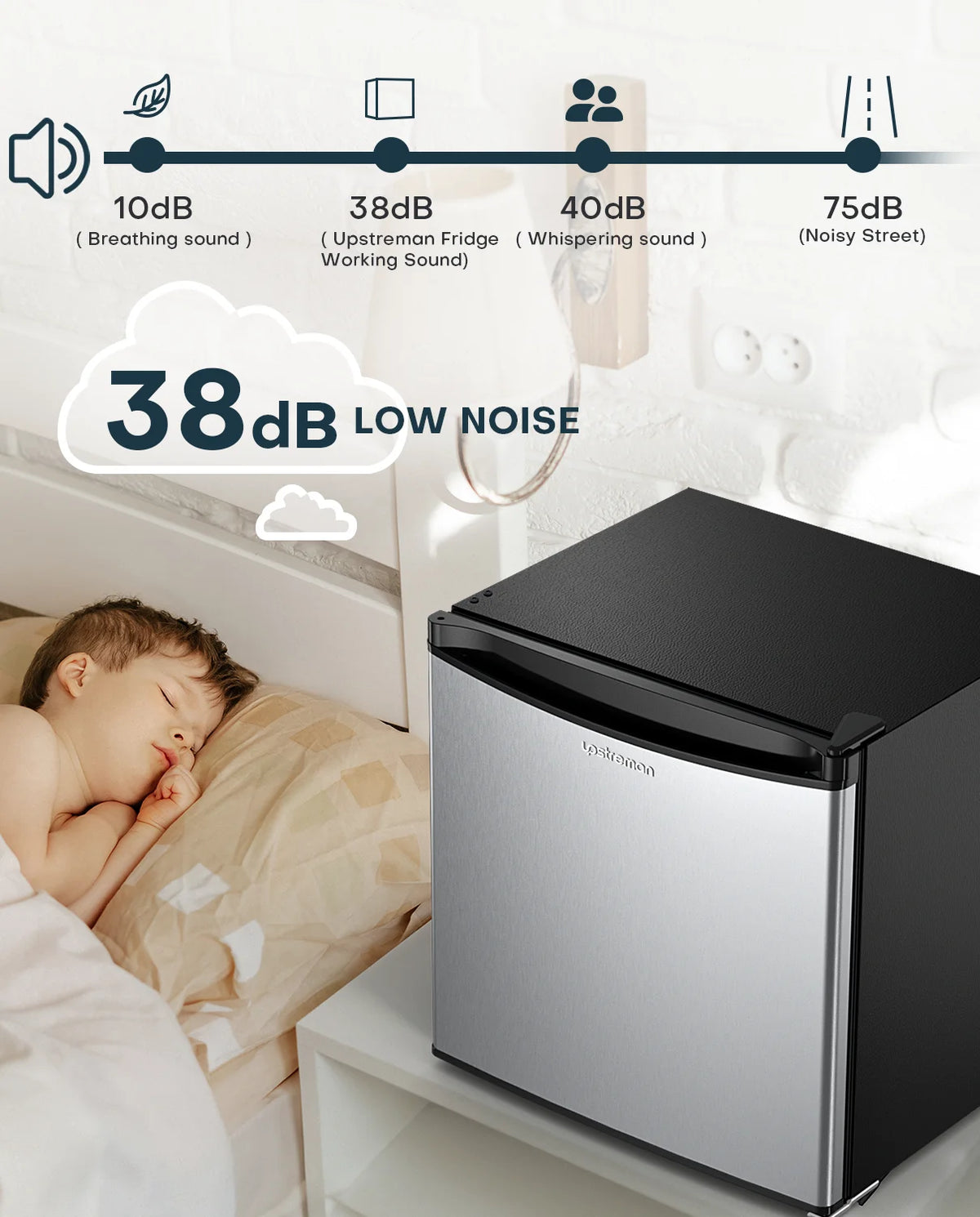 1.7 Cu.ft Mini Fridge with Freezer, Black Compact Refrigerator B3714