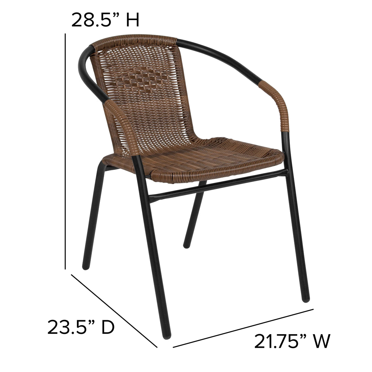 2 Pack Black Rattan Stack Chair F64210
