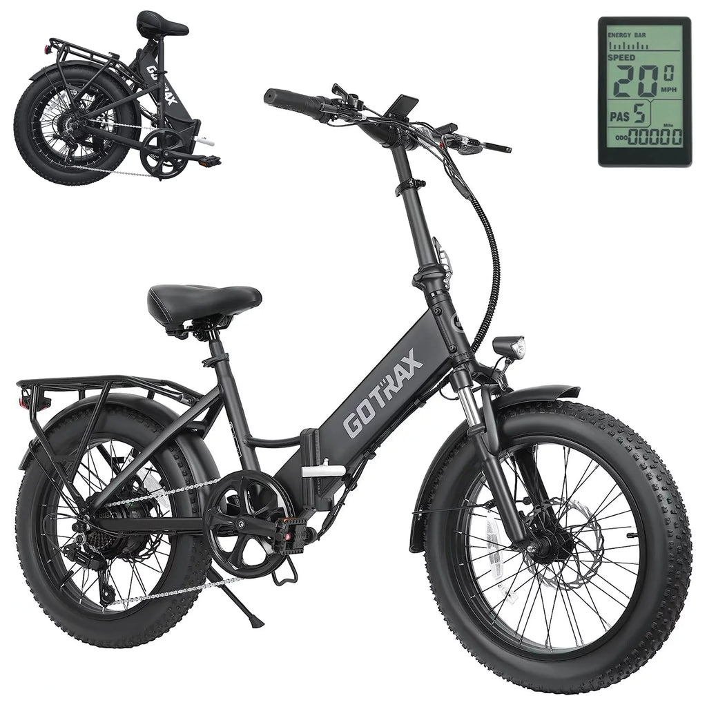 White 500W 20 x 3 Fat Tire Folding Electric Bike U4432