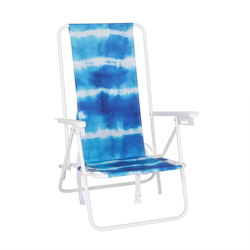 Blue High Back Reclining Backpack Beach Chair U536